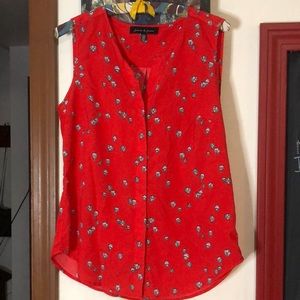 Jasmine&Juliana red with hot air balloon print. Sleeveless blouse Size: medium